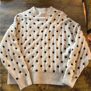 H&M Cream and Black Polka Dot Sweater
